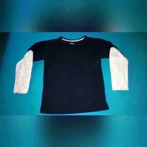 Art Class ivory and black striped boys long sleeve shirt